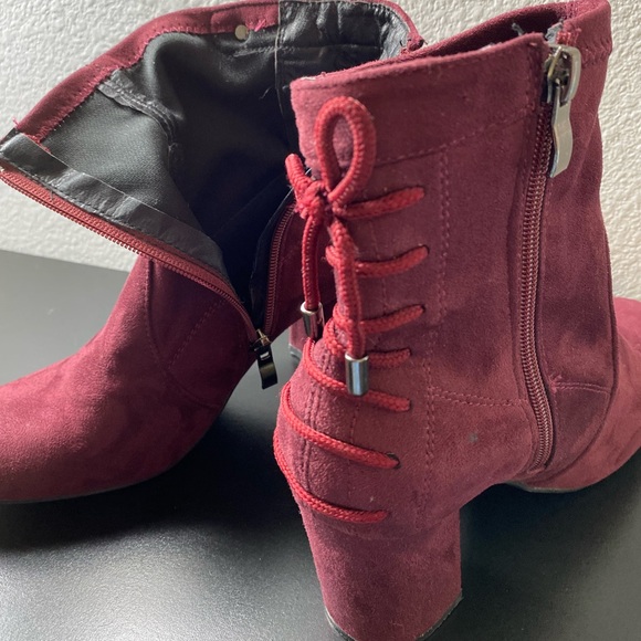 Maroon Suede Booties - Picture 10 of 11